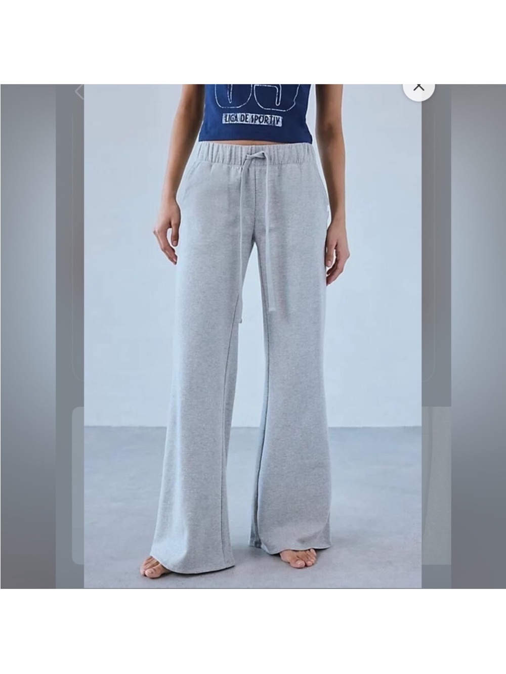 Urban Outfitters Light Gray Wide-Leg Drawstring Pants L